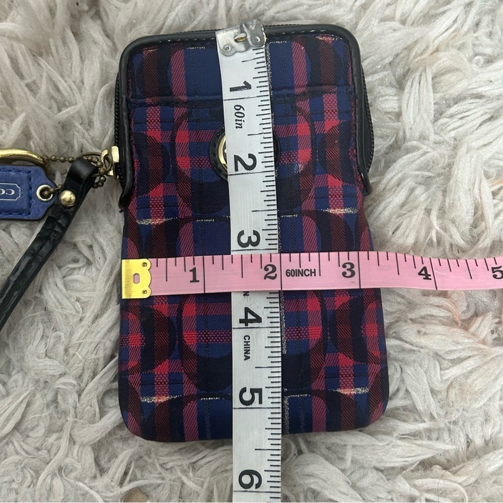 Coach Red and Blue Plaid Wallet - Picture 12 of 12